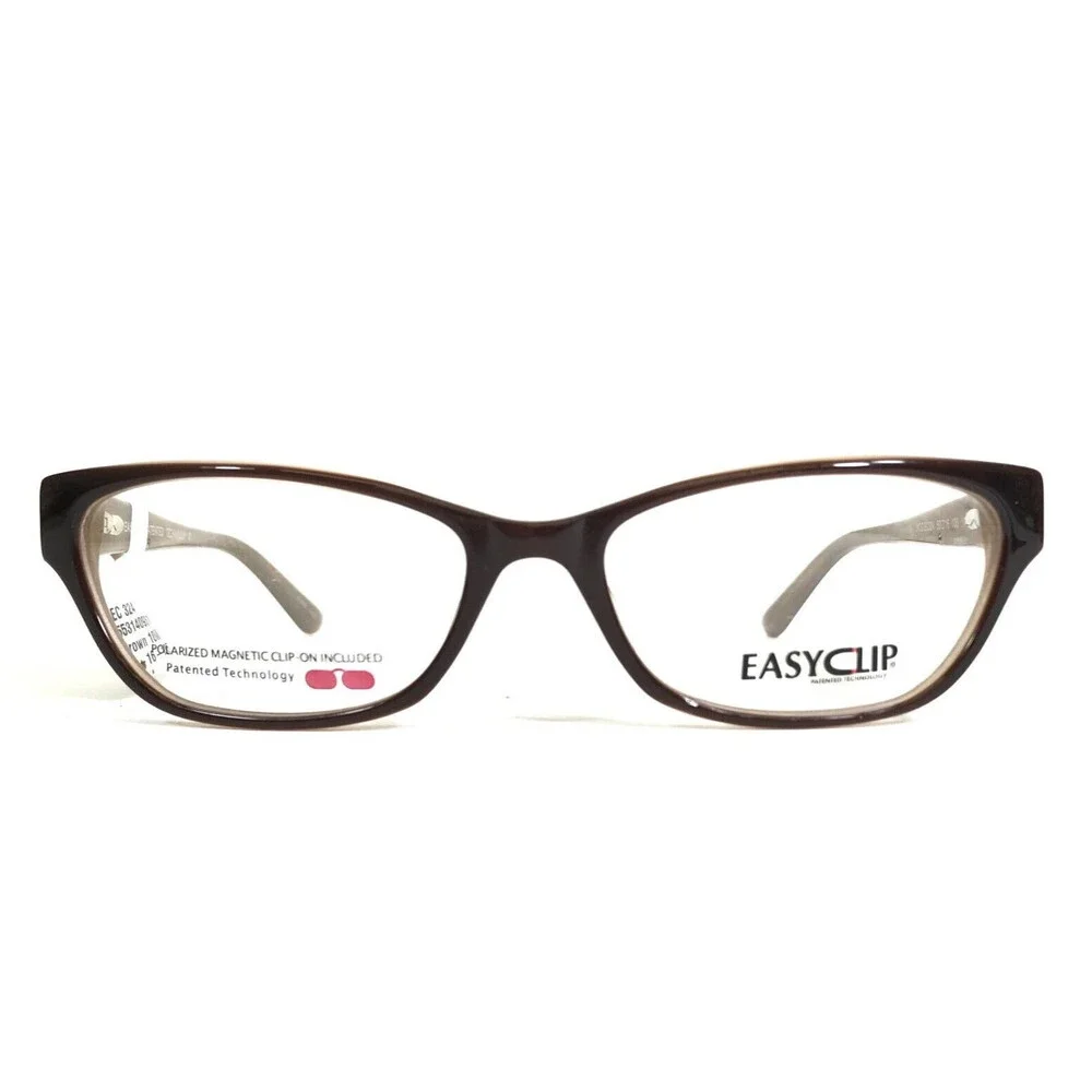 Easyclip Eyeglasses Frames MOD EC324 Brown Cat Eye Frames with Clip On Lenses